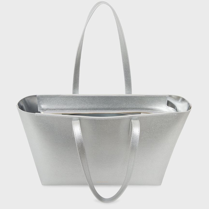 Women's Mansur Gavriel Small Zip Tote Bags Silver | AU 8509QG